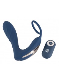 Синий вибростимулятор простаты с кольцом - 14,5 см. - Orion - в Люберцах купить с доставкой