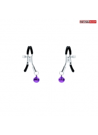 Оригинальные зажимы на соски с фиолетовыми шариками - Notabu - купить с доставкой в Люберцах