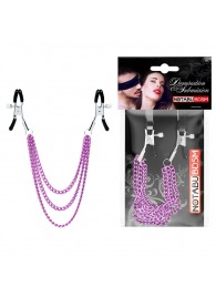 Оригинальные зажимы на соски с тройной розовой цепочкой - Notabu - купить с доставкой в Люберцах