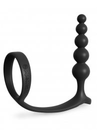 Черная анальная цепочка с эрекционным кольцом Ass-gasm Cockring Anal Beads - Pipedream - в Люберцах купить с доставкой
