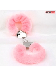 Металлические наручники с мягкой нежно-розовой опушкой - Notabu - купить с доставкой в Люберцах