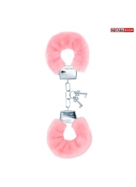 Металлические наручники с мягкой нежно-розовой опушкой - Notabu - купить с доставкой в Люберцах