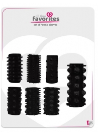 Набор из 7 черных насадок PENIS SLEEVES SET - Dream Toys - в Люберцах купить с доставкой
