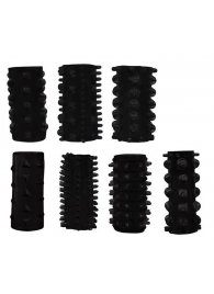Набор из 7 черных насадок PENIS SLEEVES SET - Dream Toys - в Люберцах купить с доставкой