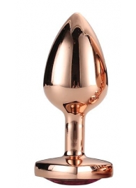Золотистая анальная втулка с кристаллом-сердечком розового цвета - 7,1 см. - Dream Toys - купить с доставкой в Люберцах