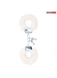 Белые меховые наручники на сцепке с ключиками - Notabu - купить с доставкой в Люберцах