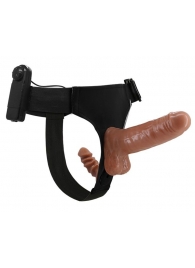 Страпон с вагинальной пробкой и вибрацией Ultra Passionate Harness - 16 см. - Baile - купить с доставкой в Люберцах