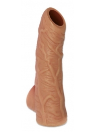Телесная открытая насадка-реалистик с подхватом мошонки Nude Sleeve L - 14 см. - KOKOS - в Люберцах купить с доставкой