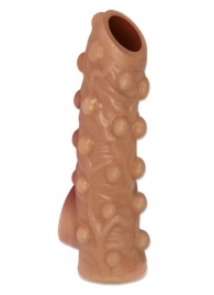 Телесная насадка с бугорками и открытой головкой Nude Sleeve M - 12 см. - KOKOS - в Люберцах купить с доставкой