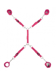 Ярко-розовый набор фиксаций на кровати Classic Bed Spreader - Lux Fetish - купить с доставкой в Люберцах