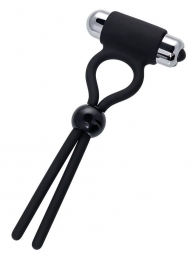 Черное эрекционное лассо Ect с виброэлементом - A-toys - в Люберцах купить с доставкой