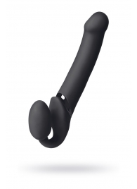 Черный безремневой вибрострапон Vibrating Bendable Strap-On L - Strap-on-me - купить с доставкой в Люберцах
