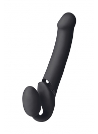 Черный безремневой вибрострапон Vibrating Bendable Strap-On L - Strap-on-me - купить с доставкой в Люберцах