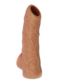 Телесная открытая насадка-реалистик с подхватом мошонки Nude Sleeve S - 10 см. - KOKOS - в Люберцах купить с доставкой