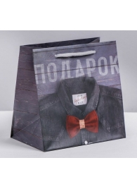 Ламинированный квадратный пакет «Мужской стиль» - 14 х 14 х 9 см. - Сима-Ленд - купить с доставкой в Люберцах