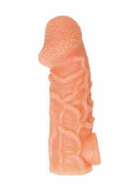 Телесная закрытая насадка с венками Cock Sleeve Size M - 15,6 см. - KOKOS - в Люберцах купить с доставкой