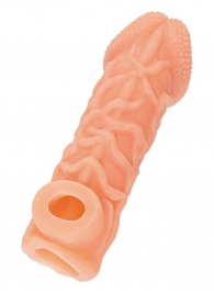 Телесная закрытая насадка с венками Cock Sleeve Size M - 15,6 см. - KOKOS - в Люберцах купить с доставкой