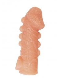Телесная закрытая насадка с шишечками Cock Sleeve Size M - 15,6 см. - KOKOS - в Люберцах купить с доставкой