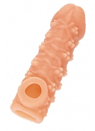 Телесная закрытая насадка с пучками шишечек Cock Sleeve Size L - 17,6 см. - KOKOS - в Люберцах купить с доставкой