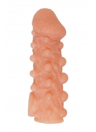 Телесная закрытая насадка с шариками Cock Sleeve Size M - 15,6 см. - KOKOS - в Люберцах купить с доставкой