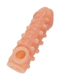 Телесная закрытая насадка с шариками Cock Sleeve Size M - 15,6 см. - KOKOS - в Люберцах купить с доставкой