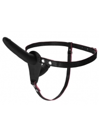 Черный страпон на ремнях с вагинальной пробкой - 15 см. - ToyFa - купить с доставкой в Люберцах