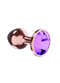 Пробка цвета розового золота с фиолетовым кристаллом Diamond Amethyst Shine L - 8,3 см. - Lola Games - купить с доставкой в Люберцах