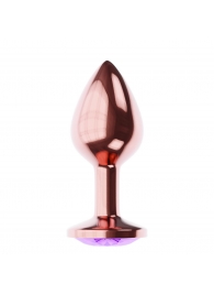 Пробка цвета розового золота с фиолетовым кристаллом Diamond Amethyst Shine L - 8,3 см. - Lola Games - купить с доставкой в Люберцах