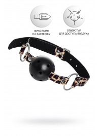 Черный кляп-шар на леопардовых ремешках Anonymo - ToyFa - купить с доставкой в Люберцах