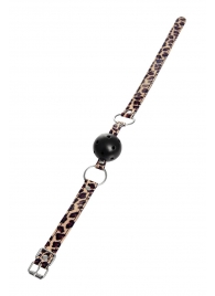 Черный кляп-шар на леопардовых ремешках Anonymo - ToyFa - купить с доставкой в Люберцах