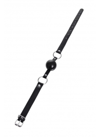 Черный кляп-шар на кожаных ремешках Anonymo - ToyFa - купить с доставкой в Люберцах