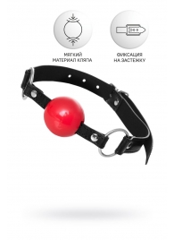 Красный кляп-шар на черных ремешках Anonymo - ToyFa - купить с доставкой в Люберцах