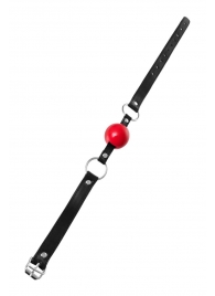 Красный кляп-шар на черных ремешках Anonymo - ToyFa - купить с доставкой в Люберцах