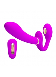 Лиловый безремневой страпон с функцией электростимуляции Thunderbird - Baile - купить с доставкой в Люберцах