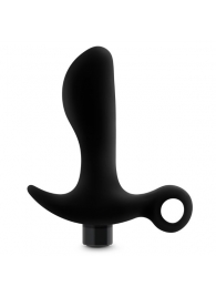 Черный анальный вибратор Silicone Vibrating Prostate Massager 01 - 10,8 см. - Blush Novelties - в Люберцах купить с доставкой