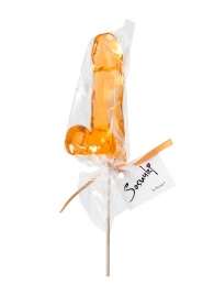 Оранжевый леденец в форме пениса со вкусом аморетто - Sosuчki - купить с доставкой в Люберцах