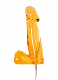 Оранжевый леденец в форме пениса со вкусом аморетто - Sosuчki - купить с доставкой в Люберцах