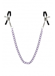 Зажимы для сосков с фиолетовой цепочкой Sweet Caress Nipple Chain - Sweet Caress - купить с доставкой в Люберцах