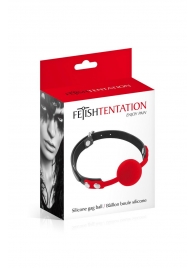 Красный кляп-шарик на черных ремешках - Fetish Tentation - купить с доставкой в Люберцах