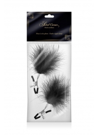 Зажимы на соски с черными пуховыми кисточками Sweet Caress Feather Nipple Clumps - Sweet Caress - купить с доставкой в Люберцах