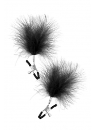 Зажимы на соски с черными пуховыми кисточками Sweet Caress Feather Nipple Clumps - Sweet Caress - купить с доставкой в Люберцах