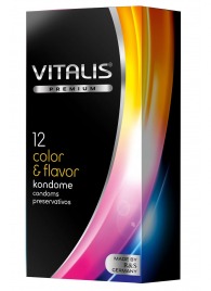 Цветные ароматизированные презервативы VITALIS PREMIUM color   flavor - 12 шт. - Vitalis - купить с доставкой в Люберцах