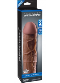 Коричневая насадка Mega 2  Extension - 20,3 см. - Pipedream - в Люберцах купить с доставкой