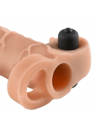 Телесная вибронасадка с кольцом Vibrating Real Feel 2 Extension - 16 см. - Pipedream - в Люберцах купить с доставкой