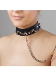 Чёрный ошейник из натуральной кожи - Sitabella - купить с доставкой в Люберцах