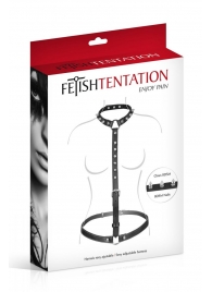 Черная упряжь на тело с шипами на ошейнике - Fetish Tentation - купить с доставкой в Люберцах