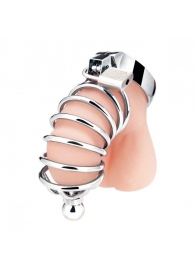 Серебристая клетка для члена Urethral Play Cage - BlueLine - купить с доставкой в Люберцах
