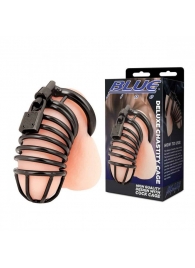 Черная металлическая клетка с замком Deluxe Chastity Cage - BlueLine - купить с доставкой в Люберцах