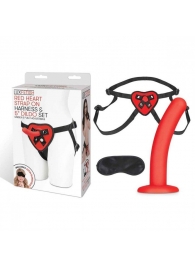 Красный поясной фаллоимитатор Red Heart Strap on Harness   5in Dildo Set - 12,25 см. - Lux Fetish - купить с доставкой в Люберцах