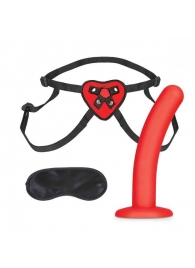 Красный поясной фаллоимитатор Red Heart Strap on Harness   5in Dildo Set - 12,25 см. - Lux Fetish - купить с доставкой в Люберцах